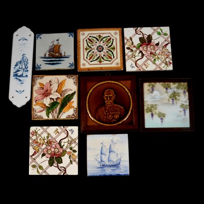 Lot 32 - Quantity of Victorian and Delft decorative tiles