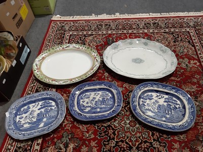 Lot 46 - Large collection of blue and white transferred meat plates