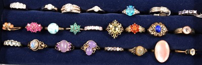 Lot 400 - Twenty-four gemset silver and white metal rings.