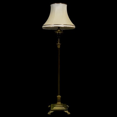 Lot 383 - Brass Corinthian column standard lamp