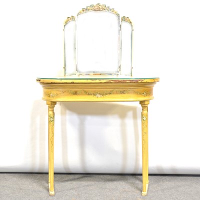 Lot 461 - Painted demi lune console, with mirror