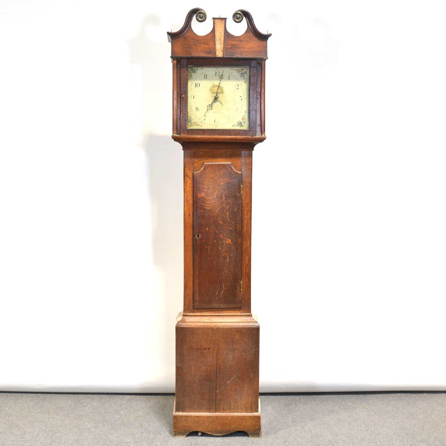 Lot 418 - Oak longcase clock