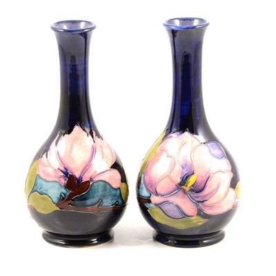 Lot 41 - Moorcroft Pottery, a pair of 'Magnolia' design vases