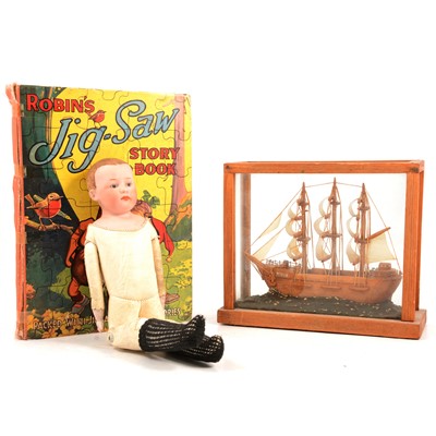 Lot 204 - German bisque head little boy doll, etc