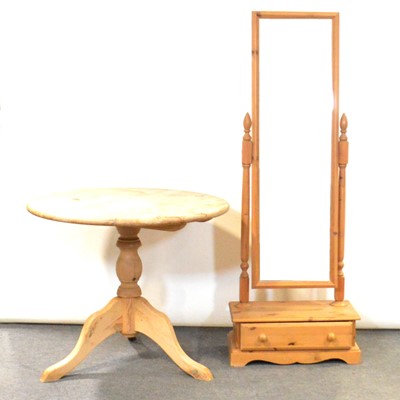 Lot 497 - Pine cheval mirror; etc.