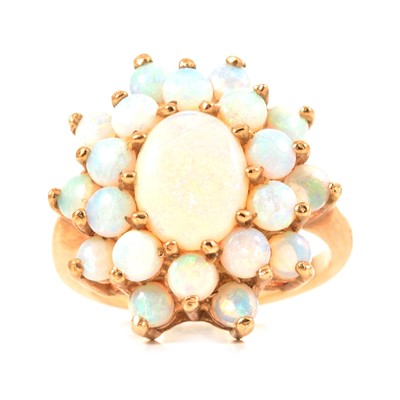 Lot 11 - An opal cluster ring.