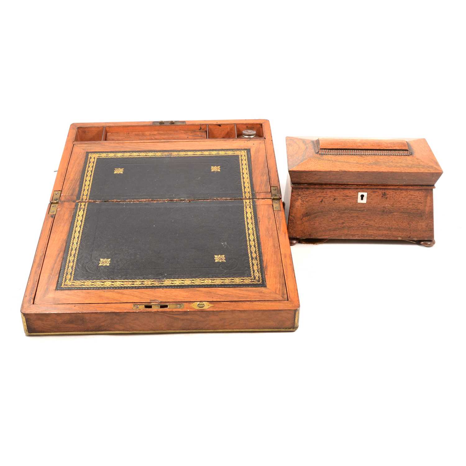 Lot 225 - Victorian walnut writing slope and a
