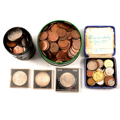 Lot 249 - Collection of George IV and later British and global coins and banknotes, some silver content.