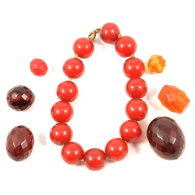Lot 290 - A collection of mixed material amber style jewellery and beads.