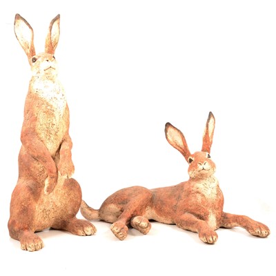 Lot 115 - Julie Wilson, two large ceramic Hare sculptures