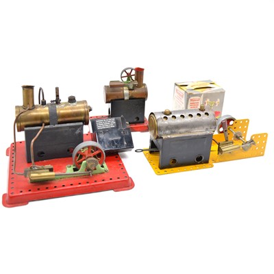 Lot 279 - Three loose live steam engines and a boxed Mamod mini polishing machine