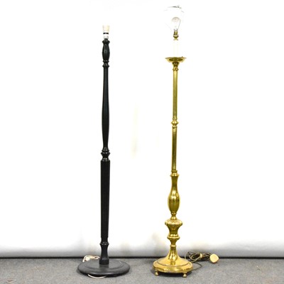 Lot 462 - Brass standard lamp and a stained wood standard lamp