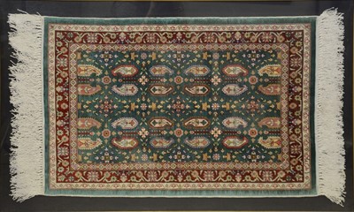 Lot 412 - Turkish Hereke silk mat, framed