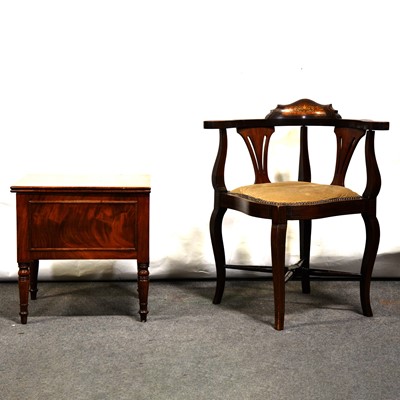 Lot 457 - Edwardian mahogany corner chair and a mahogany commode