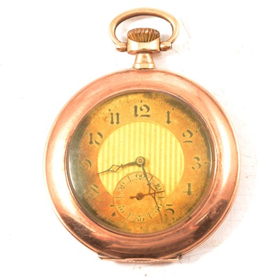 Lot 328 - A 9 carat rose gold open face pocket watch.