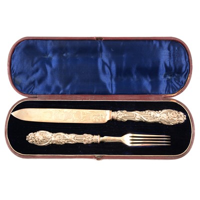 Lot 272 - Silver serving knife and fork