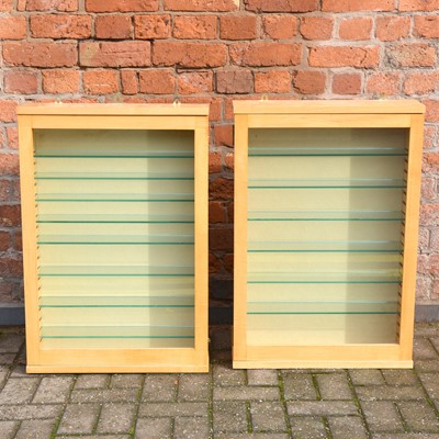 Lot 160 - Two model display cases, both with six shelves, height 79cm, width 54cm.