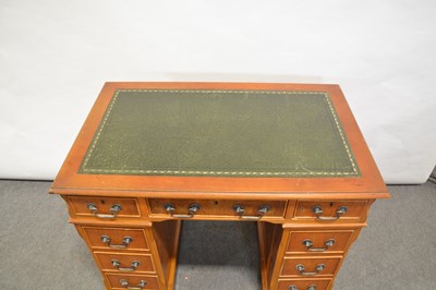 Lot 403 - Modern yew twin pedestal desk