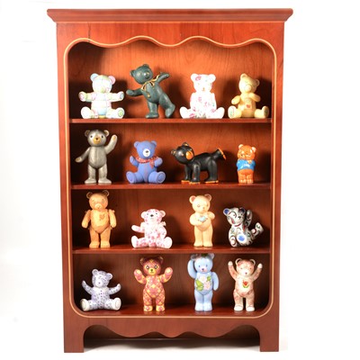 Lot 110 - Franklin Mint teddy bear collection together with a set of wooden display shelves