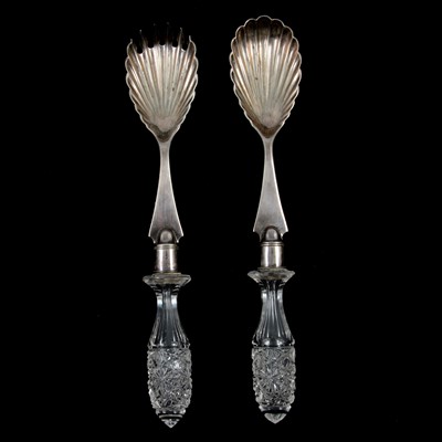 Lot 268 - A pair of silver asparagus tongs and a pair of salad servers.