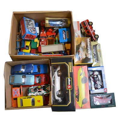 Lot 72 - Two boxes of loose die-cast and tin-plate models