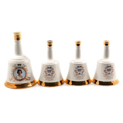 Lot 75 - Seven empty Bells Royal commemorative decanters