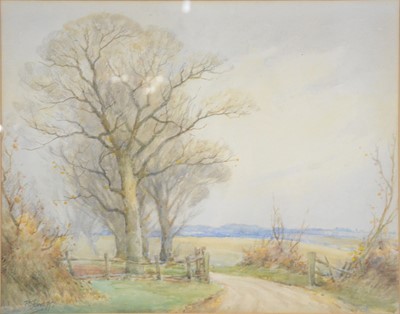 Lot 403 - Frank Jowett, Country lane, and another painting.