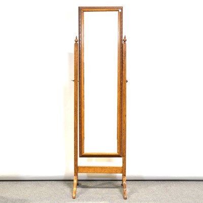 Lot 420 - Modern oak framed cheval mirror