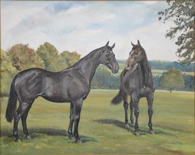 Lot 251 - Joy Hawken, Two horses in a landscape