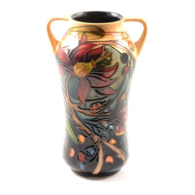 Lot 24 - Emma Bossons for Moorcroft Pottery, a twin handled vase in the Hartgring design.