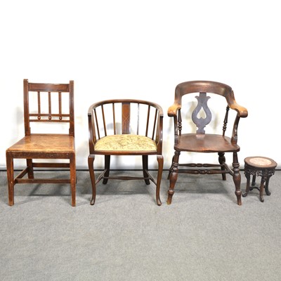 Lot 499 - Small chinese marble topped bonsai stand and three chairs