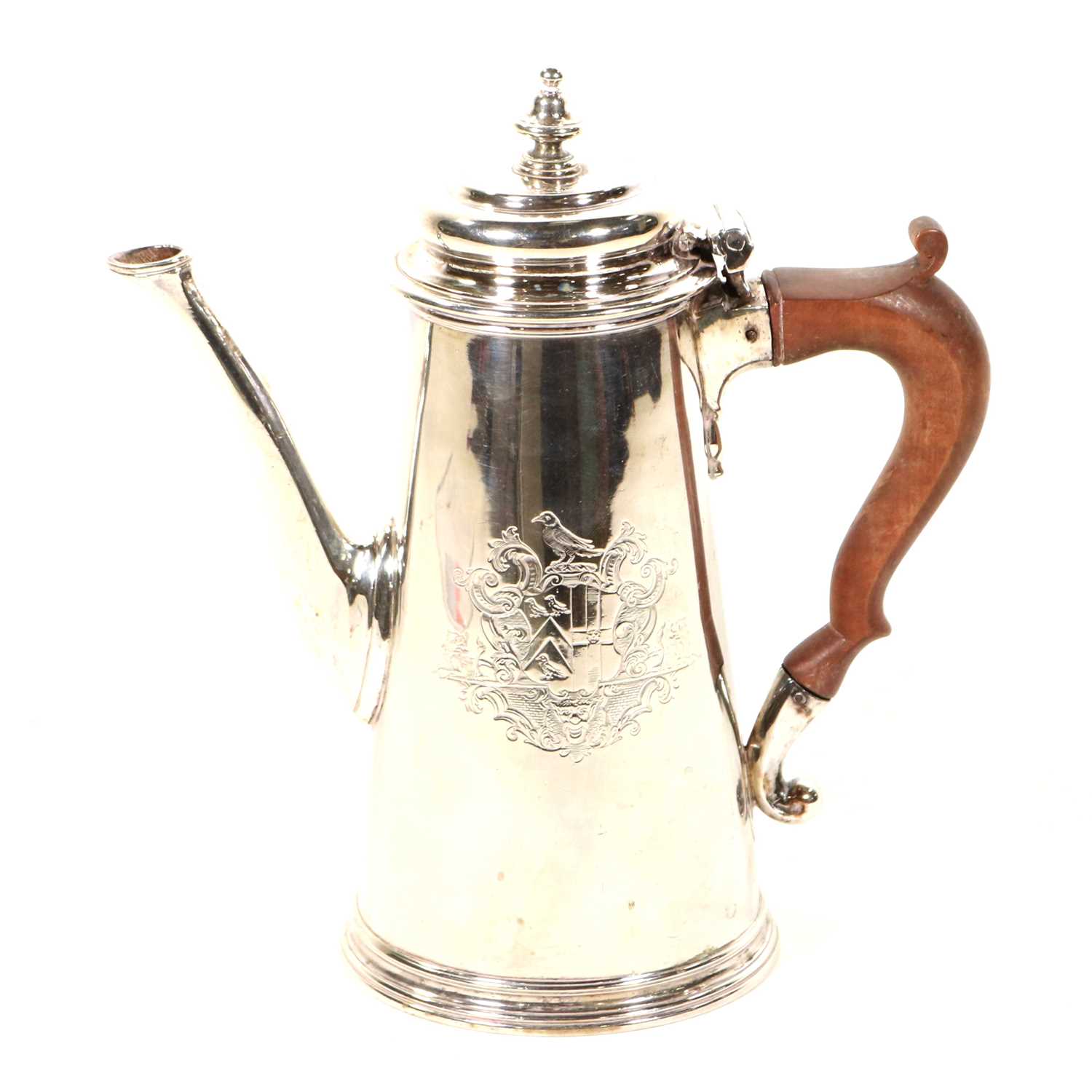 Lot 744 - George II silver coffee pot,