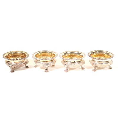 Lot 356 - Set of four George IV silver salts