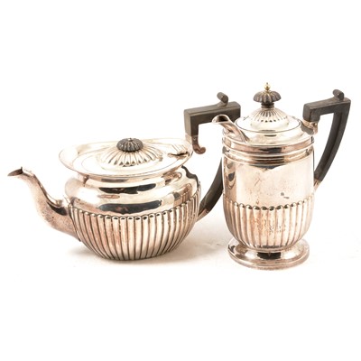 Lot 344 - Silver teapot and hot water jug