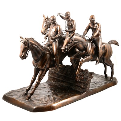 Lot 287 - Contemporary bronze horse racing sculpture