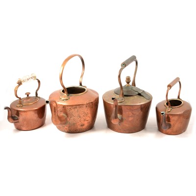 Lot 149 - Thirteen copper kettles