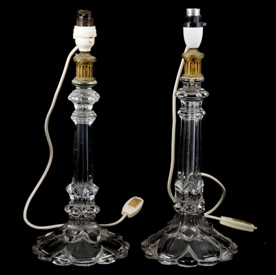 Lot 106 - Pair of moulded glass table lamps