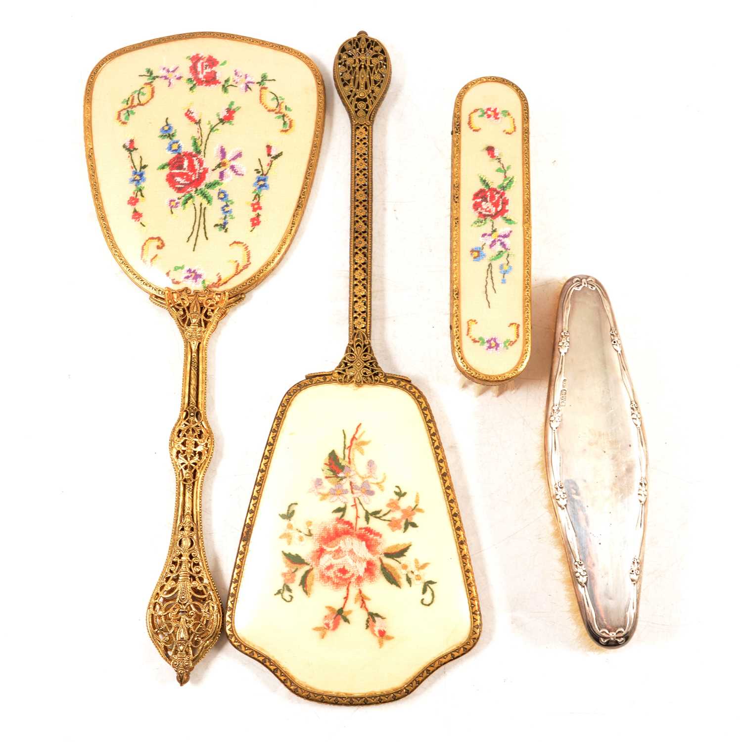 Lot 165 Box of dressing table accessories, brush