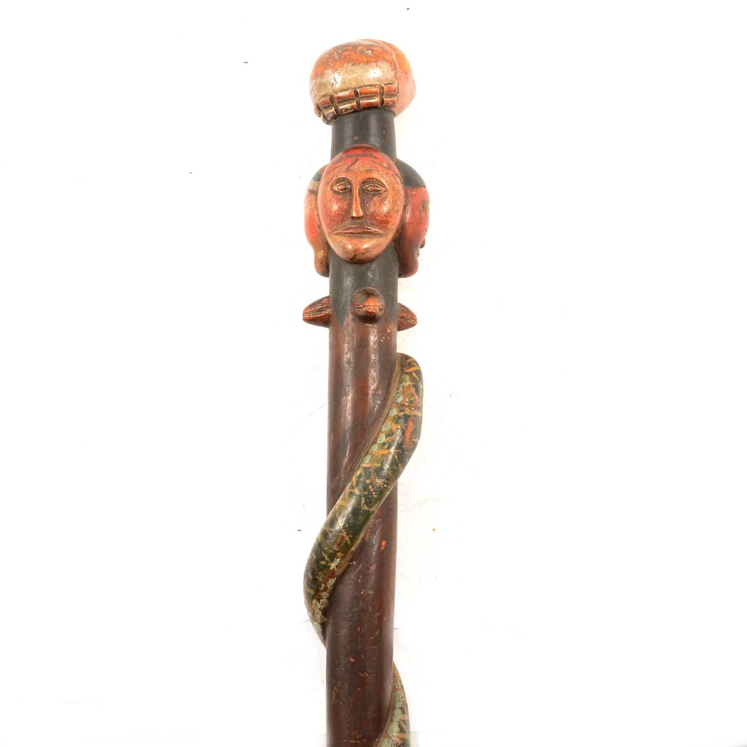 Lot 140 - Tribal carved and painted walking stick