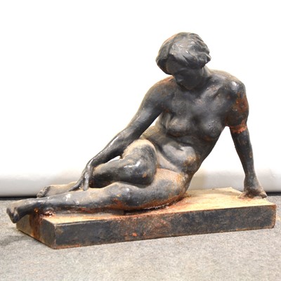 Lot 471 - Cast iron garden sculpture of a resting nude