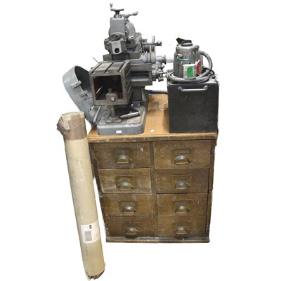 Lot 164 - Acorntools metalwork profile shaper, with cabinet and good selection of accessories and tools.