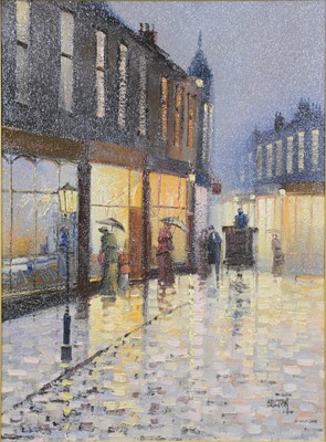 Lot 405 - Barry Hilton, Street scene in the rain