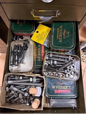 Lot 169 - Set of steel tool draws, steel bar, nuts and bolts