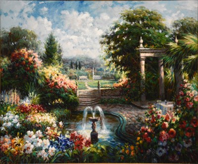 Lot 259 - E Closson, Garden with fountain