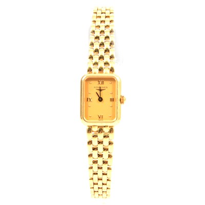 Lot 375 - Longines – a lady’s 18 carat yellow gold bracelet watch.