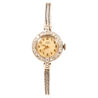 Lot 368 - Ydun - a lady’s diamond cocktail watch.