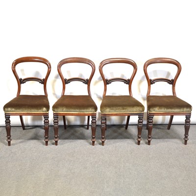 Lot 302 - Set of six Victorian mahogany balloon back dining chairs