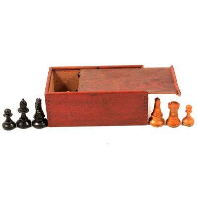 Lot 86 - Staunton pattern boxwood and ebonised chess set