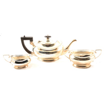 Lot 342 - Silver three piece teaset