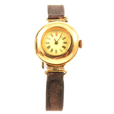 Lot 383 - A lady's vintage 18 carat yellow gold wristwatch.